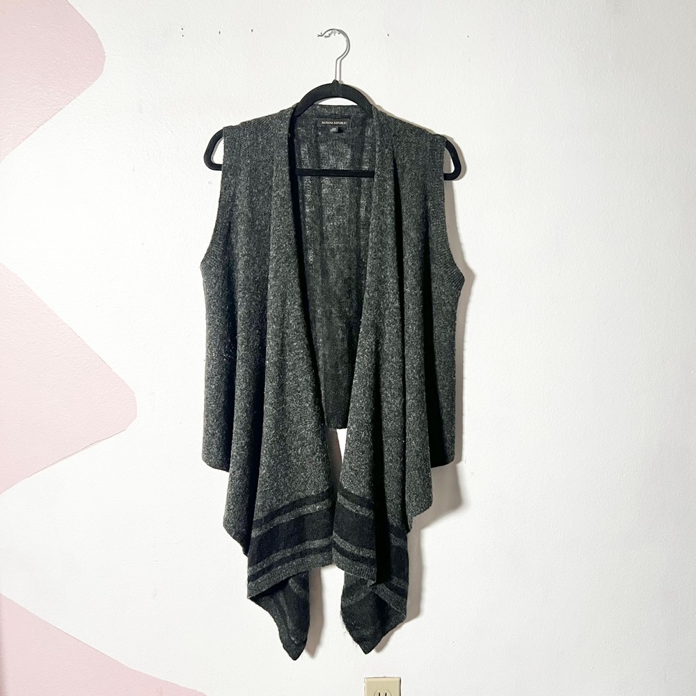 Banana Republic Wool Blend Vest Womens XS Gray Alpaca Mohair Draped